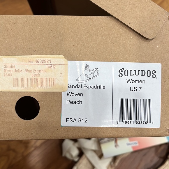 New Soludos woven ankle espadrille in peach - Picture 2 of 2